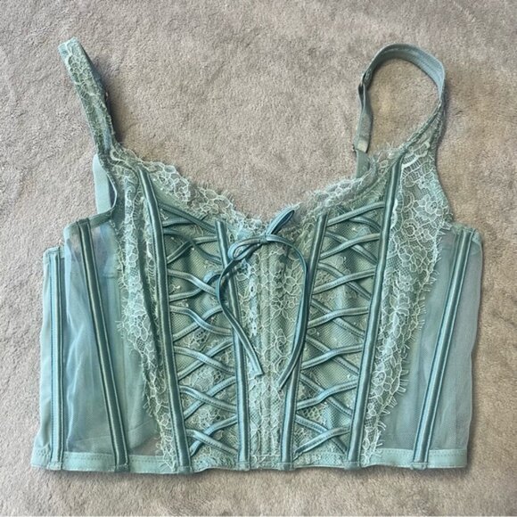 Victoria's Secret Dream Angels Sagebrush Green Corset Bustier - Picture 4 of 9